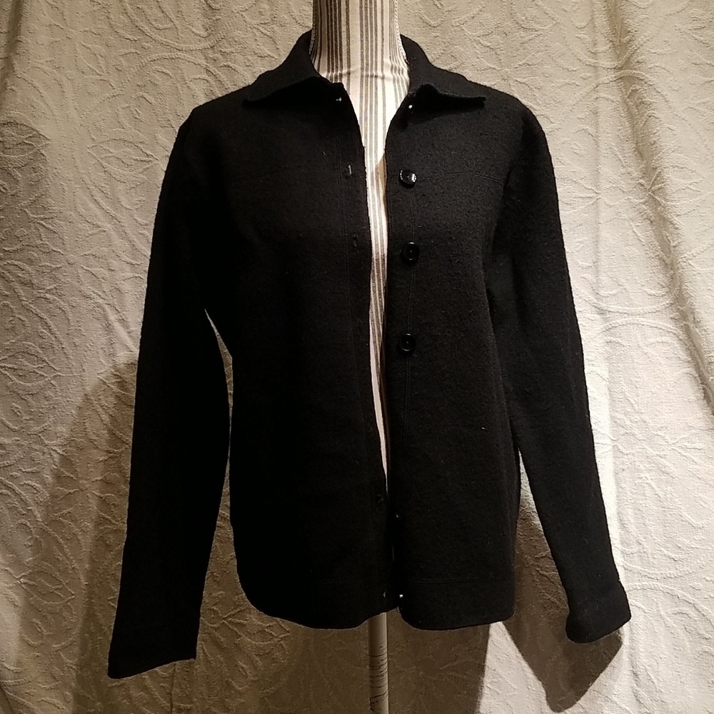 Sag Harbor Black Button down lightweight jacket Lg
